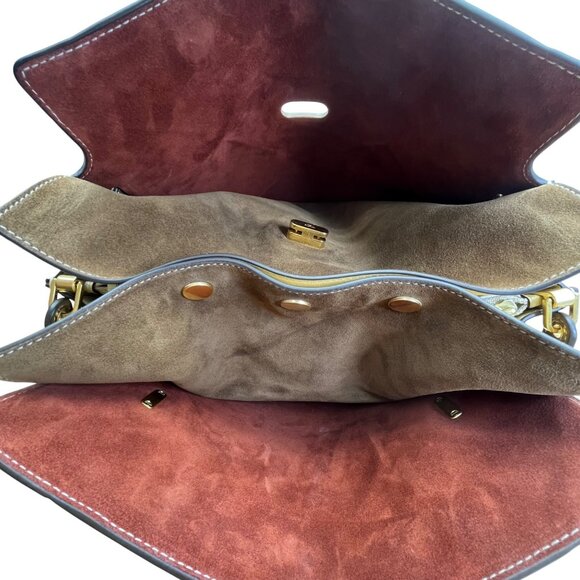 Tory Burch Women’s Brown Leather & Suede With Crossbody Strap Shoulder Tote - Picture 9 of 16